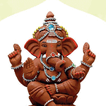 Ganesh Idol 15"  Home Visarjan Kacchi Mitti (Eco Friendly - 151 (Diamond) - Assorted Colour - Only Berlin same day delivery