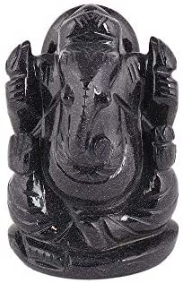 Real Gems Natural Black Sunstone Ganesh Sacred Statue, Sparkling Ganesh Idol for Car/Home Decor/Mandir/Gift. Hindu God Idol, 896.00 Ct