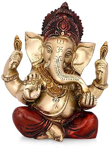 Blessing Brass Ganesh Idol Elephant Hindu God Ganesha Sculpture -Ganpati Handmade Statues