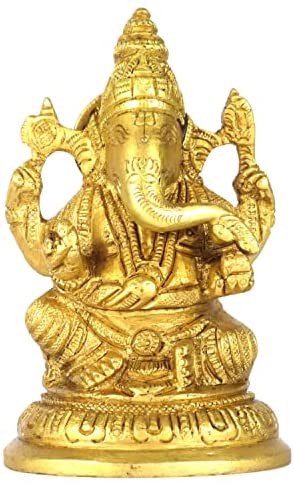 Brass Shri Ganesha Idol for Home Statue of Lord Hindu God (Ganesh-11)