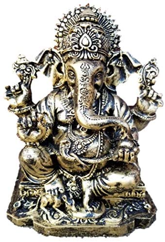 RK Collections Lord Ganesh/Ganesha Statue Sculpted in Great Detail and Hand Painted in Antique Bronze Finish – Ganesh Idol for Car/Home Decor/Mandir / Gift. Hindu God Idol
