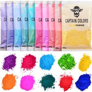 10 Colors x 100gram Each - Holi Color Powder, 10 Natural Powders for Color Wars, Fun Runs, Summer Camps, Festivals, 5k Marathons, Gender Reveals, Parties, Fundraisers, and Rangoli - (100gram Each)