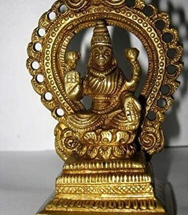 Artcollectibles India 9cm Rare Brass Laxmi Statue Hindu Goddess Wealth Puja Arti Religious Idol Gifts