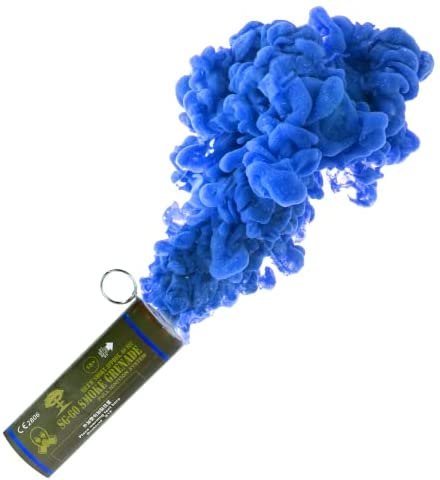 Dynastyparty 4x Blue Smoke Bomb Grenades Flares- Ring Pull Smoke Bombs- Large Ring Ignition Smoke grade smoke, designed to impress