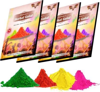 Holi Color 800g each Red Green Yellow Pink Holi Color Powder Pack of 1 (Red, Green, Yellow, Pink, 3200 g)