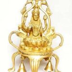 Sharvgun Godess Laxmi With Hanging Bells Brass Statue Temple Decoration Idol Figurine Gift Item 2.3 kg, 13 Inch